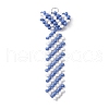 Father's Day Round Glass Seed Beaded Necktie Pendants PALLOY-MZ00731-1