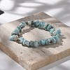 Natural Larimar Beaded Stretch Bracelets X-BJEW-JB02680-01-9