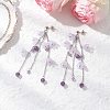 3Pairs Acrylic Flower Tassel Stud Earrings EJEW-TA00648-4
