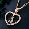Alloy Crystal Rhinestone Heart with Initial Pendant Necklaces WGD4CFD-23-1