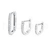 3 Pcs Elegant 925 Sterling Silver Clear Cubic Zirconia Oval & U-Shaped Hoop Earrings UO7347-2-4