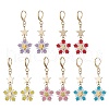 Brass Glass Seed Beads Flower Leverback Earrings EJEW-MZ00426-2