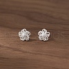 925 Sterling Silver Flower Stud Earrings EJEW-Q030-03S-1
