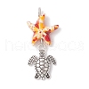 7Pcs 7 Styles Dyed Synthetic Turquoise Starfish & Alloy Sea Animals Pendants PALLOY-JF03754-4