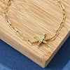 S925 Sterling Silver Micro Pave Cubic Zirconia Link & Charm Bracelets for Women BJEW-K276-02G-2