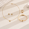 Stainless Steel Love Heart Bangle & Earrings & Necklaces & Rings Set for Women Party Dating WS6276-5