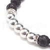 Natural Lava Rock & Synthetic Hematite Round Beaded Stretch Bracelet BJEW-JB08580-5