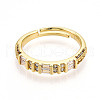 Brass Micro Pave Clear Cubic Zirconia Cuff Rings for Women KK-T070-116-2