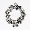 Christmas Wreath Alloy Pendants TIBEP-GC130-AS-RS-1