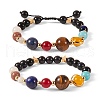 Round Natural Mixed Stone Braided Bead Bracelet Sets BJEW-SW00009-1