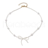 Bowknot Seed Beads Beaded Necklaces NJEW-TA00153-4