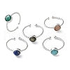 Natural Gemstone Cuff Finger Rings RJEW-I052-01P-5
