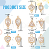 BENECREAT 20Pcs 5 Styles Brass Pave Clear Cubic Zirconia Connector Charms KK-BC0012-48-2