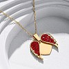 304 Stainless Steel Polymer Clay Rhinestones Wing Openable Pendant Necklaces for Women NJEW-Z065-14G-01-2