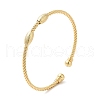 Rack Plating Brass Oval Beaded Cuff Bangle for Women BJEW-M298-13G-3