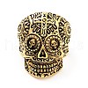 316 Stainless Steel Skull with Cross Finger Ring RJEW-C030-02A-AG-2