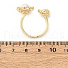 Brass with Natural Pearl Adjustable Cuff Rings RJEW-Q023-03G-5