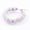 (Jewelry Parties Factory Sale)Pearlized Glass Round Beads Bracelets BJEW-JB03306-02-1