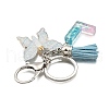 26Pcs Transparent Epoxy Resin & Transparent Acrylic & Faux Suede Tassel Keychain KEYC-JKC01202-12-4