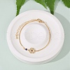 Brass Micro Pave Cubic Zirconia Birthday Flower Link Bracelets BJEW-U031-01G-09-1