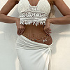 Bohemian Natural Cowrie Shell & Natural Quartz Crystal Chip & Stone & Glass Seed Beaded Double Layer Waist Belly Chains for Women FS-WG787E4-03-1