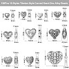 100Pcs 10 Styles Tibetan Style Carved Heart Zinc Alloy Beads TIBEB-CJ0001-18-2
