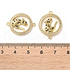 Rack Plating Brass Black Cubic Zirconia Flat Round with Leopard Connector Charms KK-C084-16G-3