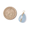 Copper Wire Wrapped Natural Aquamarine & Natural Cultured Freshwater Pearl Beads Pendants PALLOY-JF03645-05-2