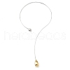 304 Stainless Steel Teardrop Pendant Open Cuff Necklaces for Women NJEW-R003-02GP-01-2