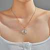 Brass Blue Enamel Fan with Oval Pendant Necklaces CL4028-5-3