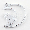 Rack Plating Alloy Kitten Open Back Bezel Pendants PALLOY-S047-38D-FF-2