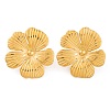 Ion Plating(IP) Flower 304 Stainless Steel Stud Earrings for Women EJEW-L272-031G-03-1
