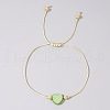 Adjustable Rainbow Dyed Shell Heart Braided Bead Bracelets for Women JE7458-6-1