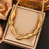 304 Stainless Steel Irregular Twisted Chain Spiral Bib Necklaces for Women NJEW-B127-01G-03-1