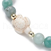 Tortoise Synthetic Turquoise & Natural Amazonite Stretch Bracelets for Women BJEW-JB10106-03-3
