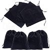  8Pcs Rectangle Black Velvet Pouches TP-NB0001-31-1