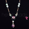 Alloy & Porcelain Teardrop Pendant Beaded Necklaces for Women FS-WG9463F-01-1