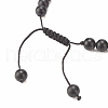 Natural Obsidian & Synthetic Hematite Braided Bead Bracelet with Cubic Zirconia BJEW-JB08117-02-5