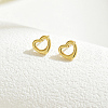 Real 18K Gold Plated Elegant Vintage Casual Fashion Stainless Steel Heart Stud Earrings for Women ZR3669-3-1