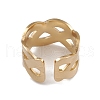 Ion Plating(IP) 304 Stainless Steel Hollow Out Wave Open Cuff Rings for Women RJEW-G285-29G-3
