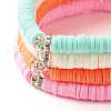 4Pcs 4 Colors Hanamade Polymer Clay Heishi Surfer Stretch Bracelets Set BJEW-JB07716-5