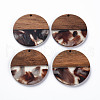 Transparent Resin & Walnut Wood Pendants X-RESI-T035-35E-1