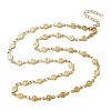 304 Stainless Steel Textured Flower Link Chain Necklaces NJEW-Z084-01G-4