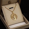 Owl Tree of Life Brass Micro Pave Clear Cubic Zirconia Pendant Necklaces for Women FS-WG4E6A1-01-2