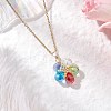 Glass & Glass Seed Beads Flower Pendant Necklaces & Hoop Earrings Sets SJEW-MZ00012-5