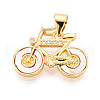 Brass Micro Pave Clear Cubic Zirconia Pendants KK-N268-65G-1