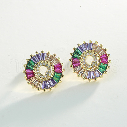 Brass Colorful Cubic Zirconia Stud Earrings WG39B88-17-1