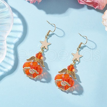 Angel Star Handmade Glass Seed Beads & Glass Dangle Earrings for Women EJEW-MZ00393-07-1