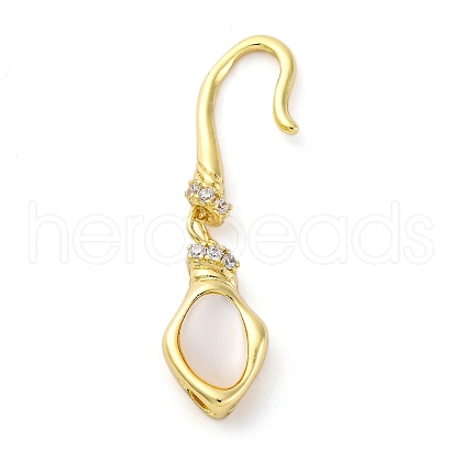 Brass Shell S-Hook Clasps KK-U059-26G-02-1