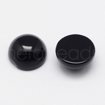 Natural Dyed & Heated Black Agate Cabochons X-G-F313-01-10mm-1